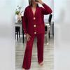 European Style Women's Knit Cardigan & Wide-Leg Pants Two-Piece Set