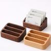 Solid Wood Desktop Business Card Display Stand Memo Holder Storage Box Beech Wood Card Organizer for Office