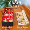 1 набор для игры в шахматы для суши с роликовым ковриком, ящик для хранения бенто для детей и взрослых, портативная обучающая настольная игра в шахматы для путешествий