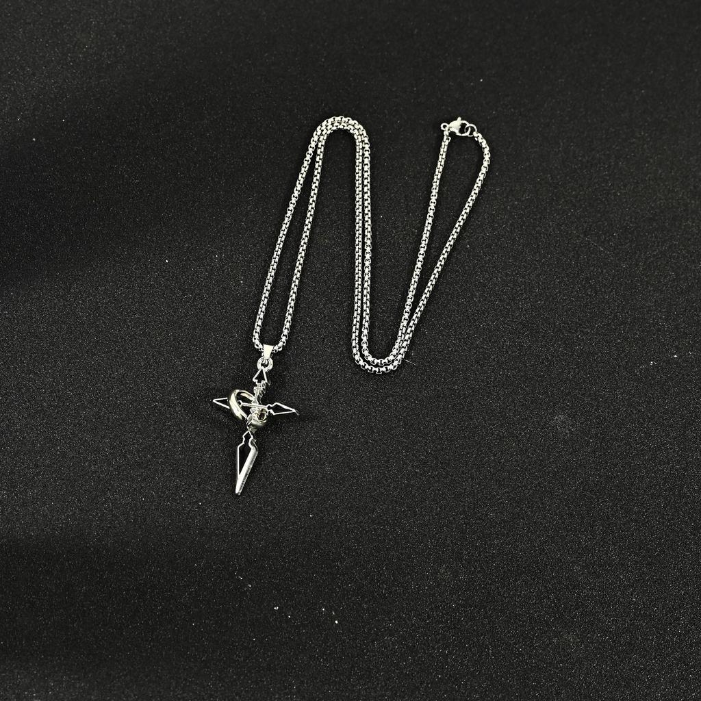 New Cross Pendant Necklace Trendy Versatile Chain Accessories Hoodie Pendant Titanium Steel Chain