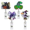 Halloween Bow Black Cat Ghost Doll Acrylic Badge Reel Retractable Name Tag Clip ID Card Badge Holder for Nurse Doctor 2025 New