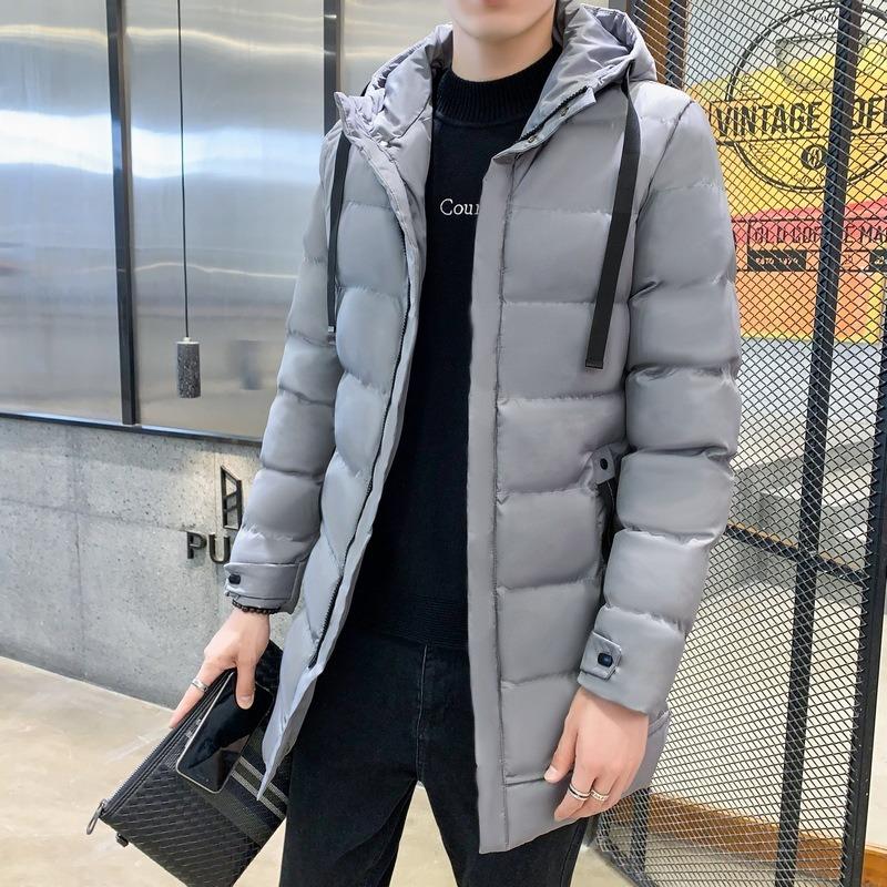 Large Size Men's Autumn and Winter Cotton-padded Clothes Men's Medium and Long Hooded Jackets Men's Thickened Warm Men's Cotton-padded Clothes