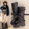 Versatile Autumn Height Increase But Knee Boots Fashion Knight Boots Women's New Boots Thick Sole 2025 Look Thin