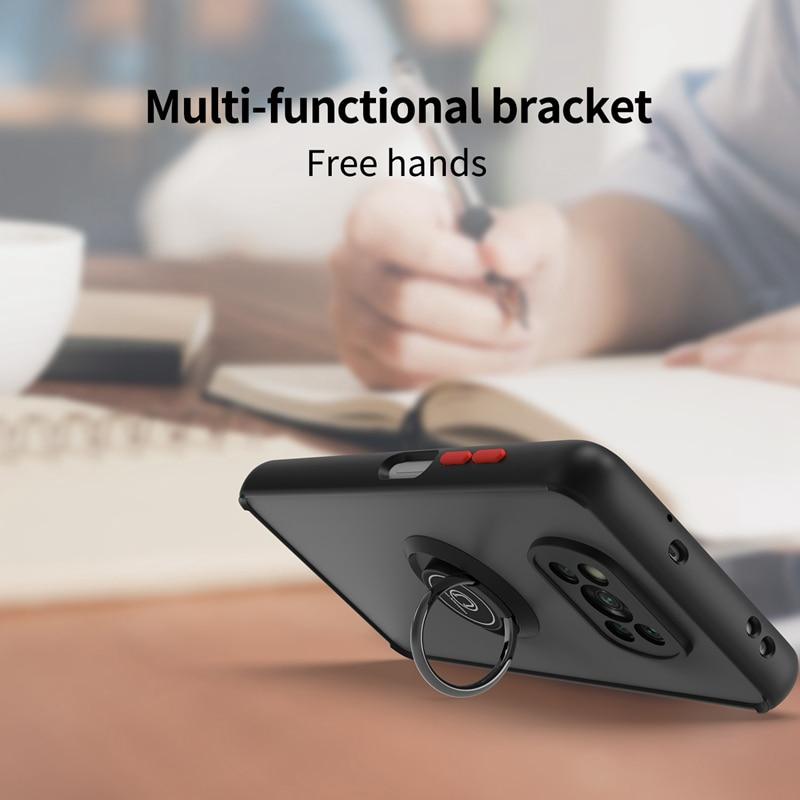 KEYSION Модный матовый чехол для Xiaomi POCO X3 Pro X3 NFC X3 GT, прозрачный противоударный чехол с кольцом-подставкой для телефона POCO M3 Pro 5G