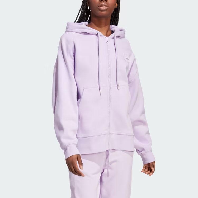 adidas X Stella McCartney Stella McCartney Collaboration Толстовка с молнией во всю длину и монохромным логотипом Женская толстовка с капюшоном фиолетового цвета IJ0580