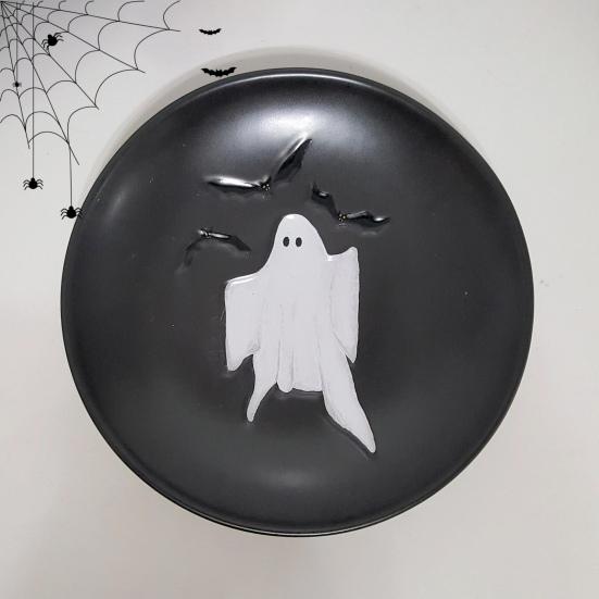 Хэллоуин Тарелка Призрак 7 дюймов Многоразовая Пластиковая Тарелка Призрак Круглая Столовая Посуда для Ужина Десерта для Угощения или Жизни Принадлежности для Вечеринки на Хэллоуин