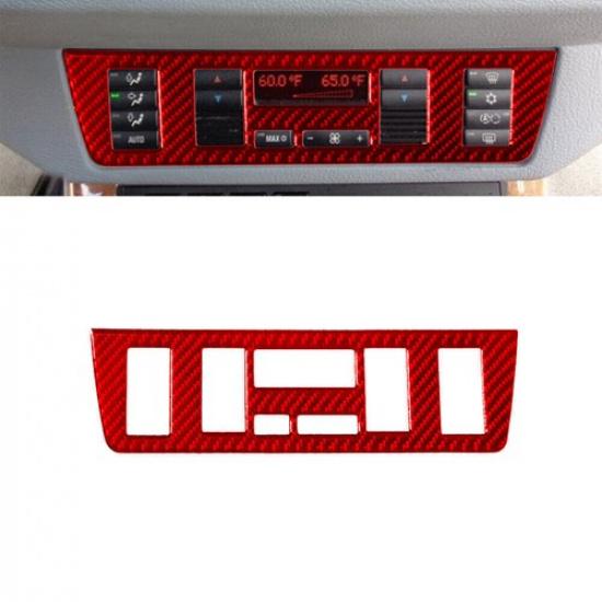 Red Carbon Fiber Center Console AC Switch Panel Cover For BMW X5 E53 2000-2006