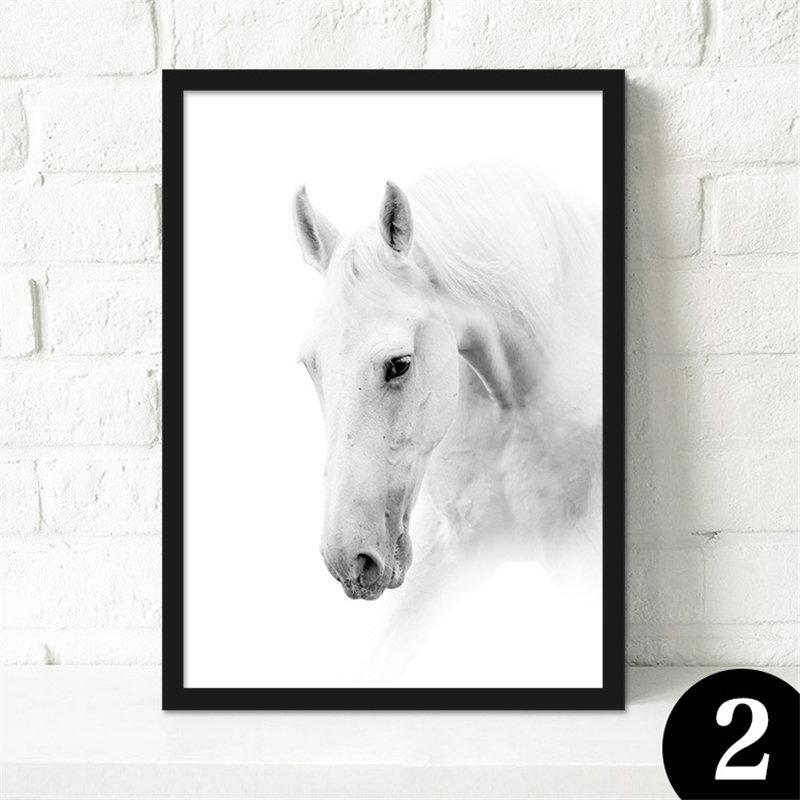 Скандинавская декоративная картина на холсте, вертикальные и горизонтальные прямоугольные постеры без рамки, животные, белые лошади, белый фон
