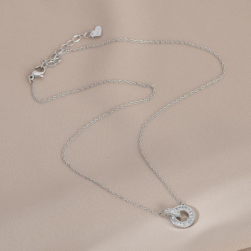 Ожерелья для женщин, корейская мода, сексуальная женская цепочка для ключицы, ювелирные изделия, нишевый дизайн, чувство двойного кольца, переплетенное ожерелье