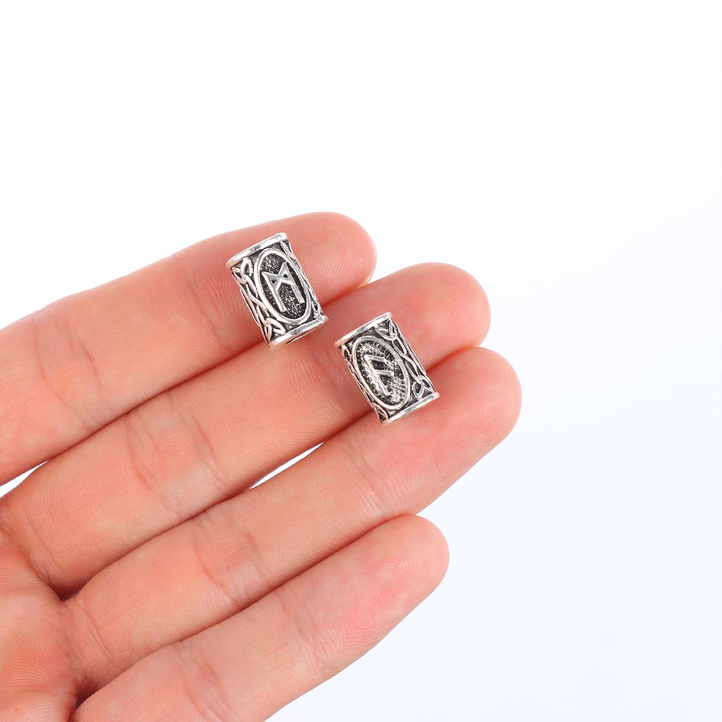 48 шт./компл. Рунические бусины для бороды викингов, бусины-трубки для волос, бусины для дредов, бусины для волос