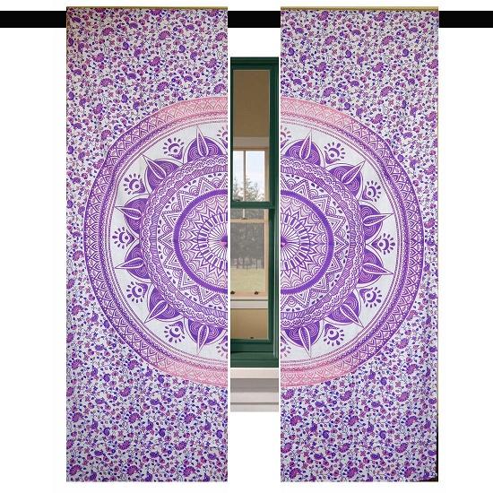 Занавески Мандала из 100% хлопка, обработка окон и дверей, шторы мандала, богемные шторы для домашнего декора в стиле хиппи, гобеленовые шторы мандала