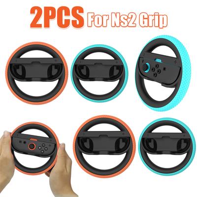 2 шт. Для Switch Joy-Con Рукоятка-руль с силиконовой накладкой Круглый держатель-руль Противоцарапающийся игровой аксессуар