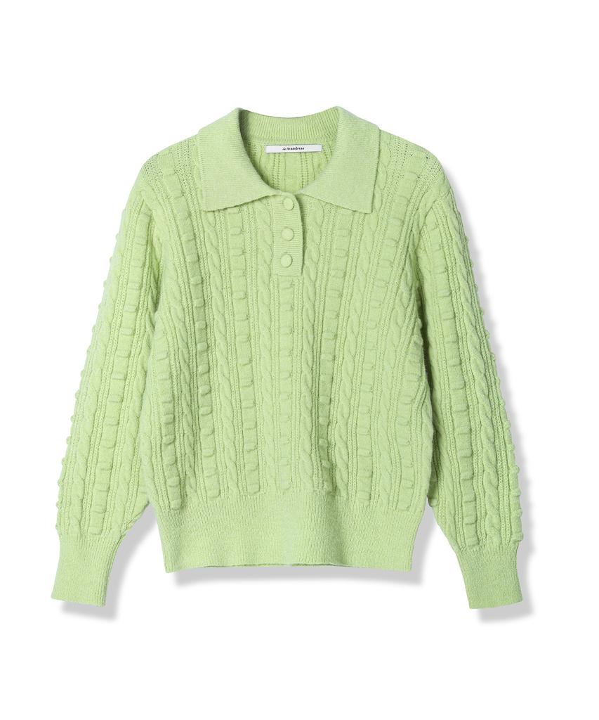 AVANDRESS Lumpy Collar Button Knit Blue