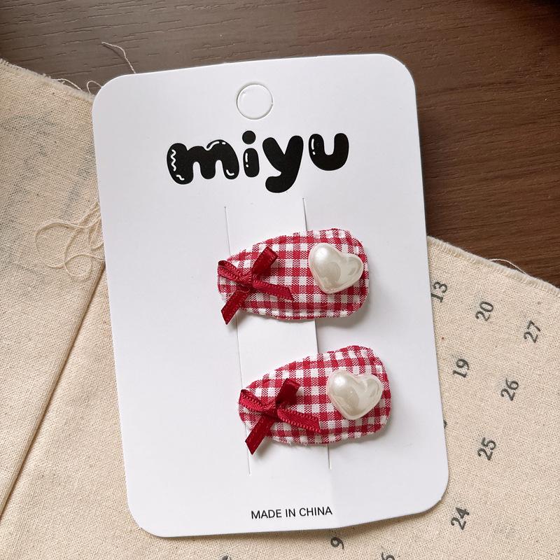 Red Plaid Children's BB Hair Clip - Cute Baby Star Hairpin Accessory