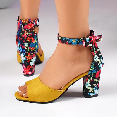 Модные женские босоножки больших размеров смешанных цветов с открытым носком, винтажные летние босоножки с закрытой пяткой, женские модные босоножки на щиколотке, на толстой подошве