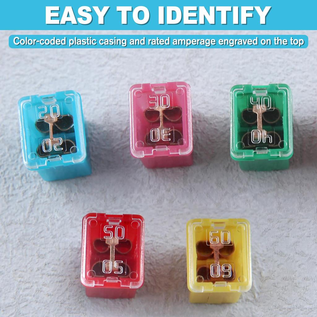 LEONTOOL 30PCS Auto Thin Box Fuse Kit Fuse Set 20A 30A 40A 50A 60A