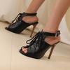 Women Sandals Bandage Peep Toe Summer Shoes 2025 New Ankle Strap High Heels Stiletto