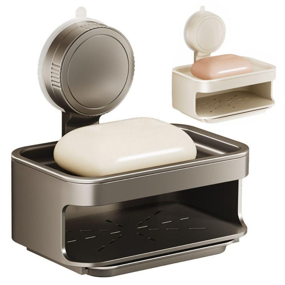 Space Saving Suction Cup Soap Dish Detachable Soap Drain Box Self Draining Soap Holder Household