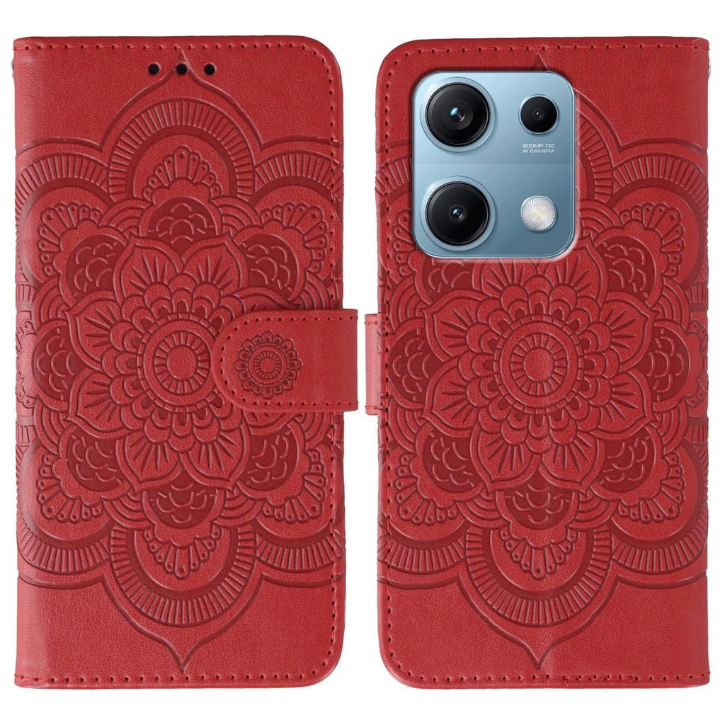 Для Xiaomi Redmi Note 14S 4G Чехол из ПУ кожи с тисненым дизайном мандалы, кошелек-чехол для телефона