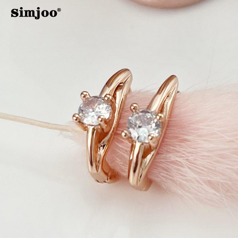 SIMJOO Простые стильные серьги с цирконом цвета розового золота