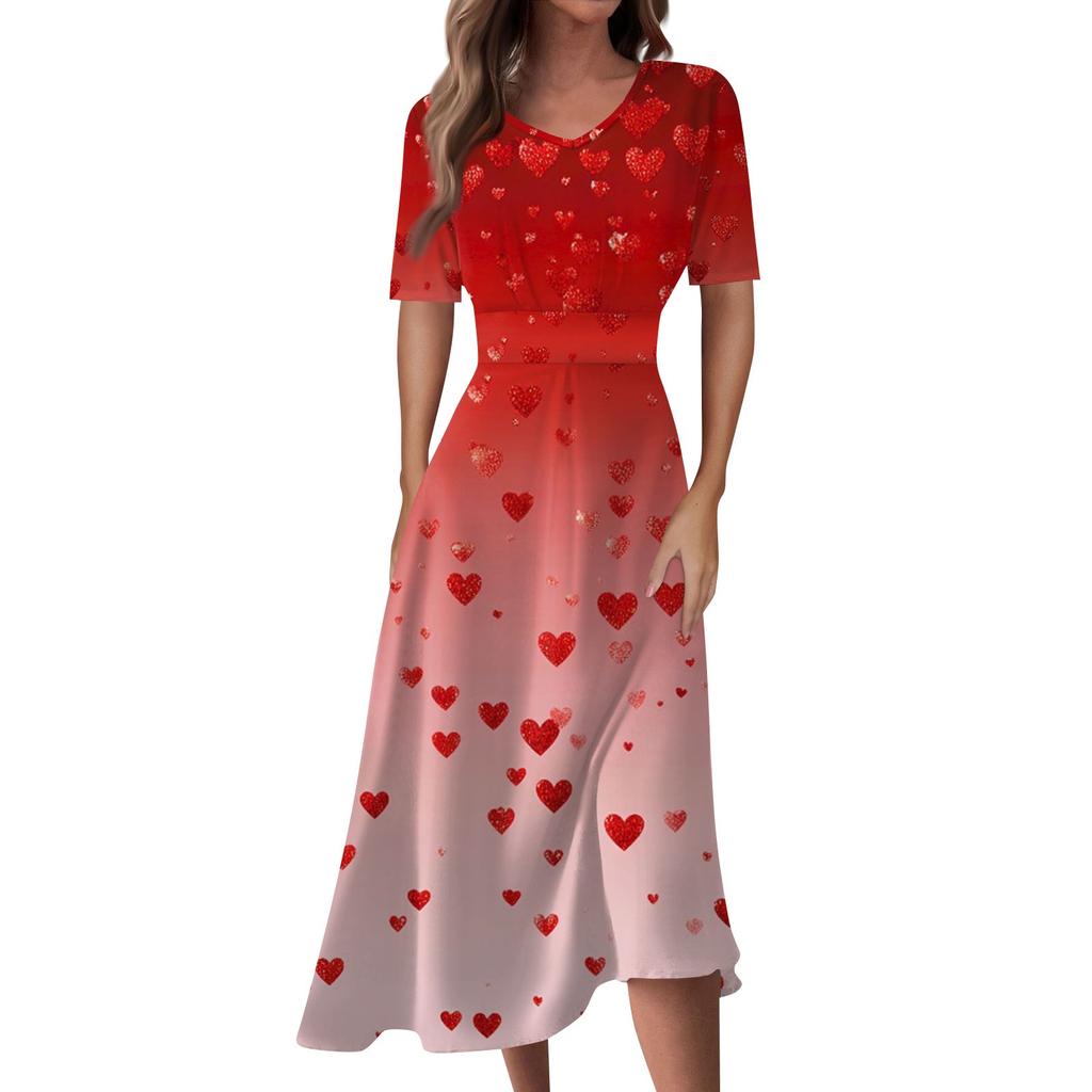 Женское повседневное модное длинное свободное платье с v-образным вырезом и коротким рукавом на талии