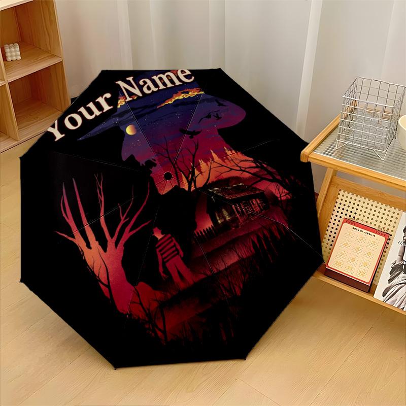 Custom Text Automatic 8 Bone Umbrella, Portable Sun Rain Protection UmbrellaA Nightmare on Elm Street Freddy Krueger