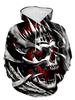 Men'S Casual Sports Fashion Hoodie for Fitness And Outdoor Activities, Featuring a Flame Skull Punk Y2K Style 3D Print, Regular Fit, Elastic Material,