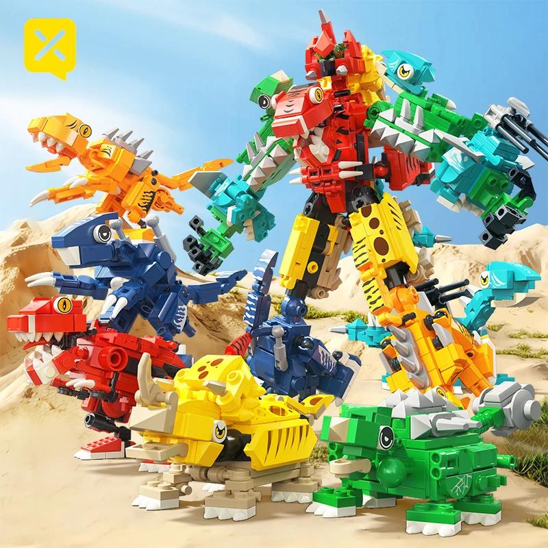 TOYLINX Конструктор Динозавр 691 деталь Кирпичный конструктор 6 в 1 Обучающие DIY игрушки Робот для детей Мальчиков День рождения Рождество Подарки