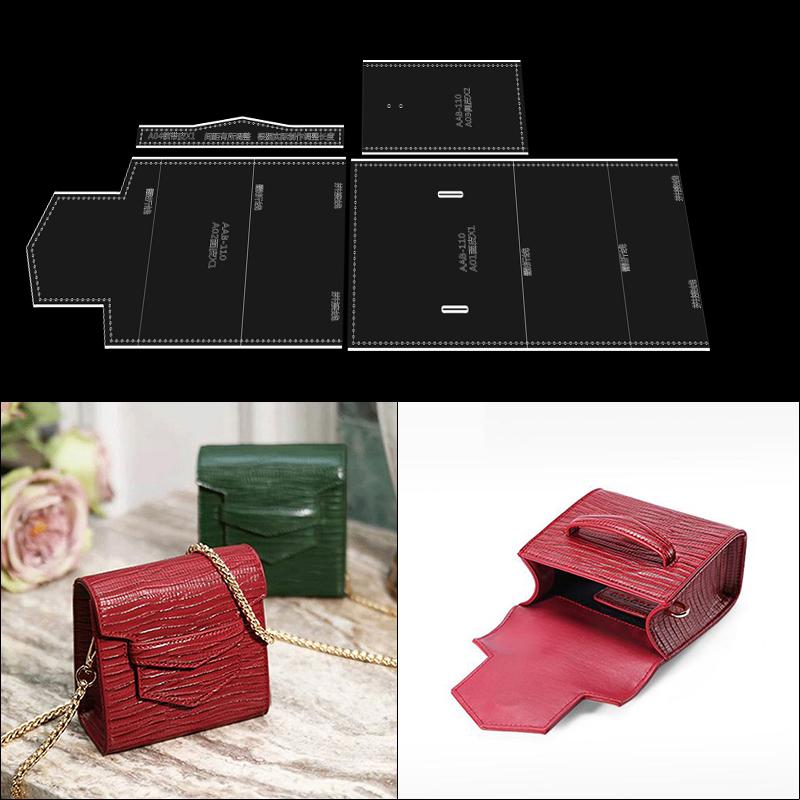 Кожаная сумка ручной работы для женщин, выкройка для шитья, акриловый трафарет, швейные принадлежности с отверстиями