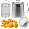 Strainer Pot Fryer, 304 Stainless Steel Oil Filter Pot With Strainer & Deep Fryer Basket For Kitchen, Multi-Function Frying Net Tank Grease Container