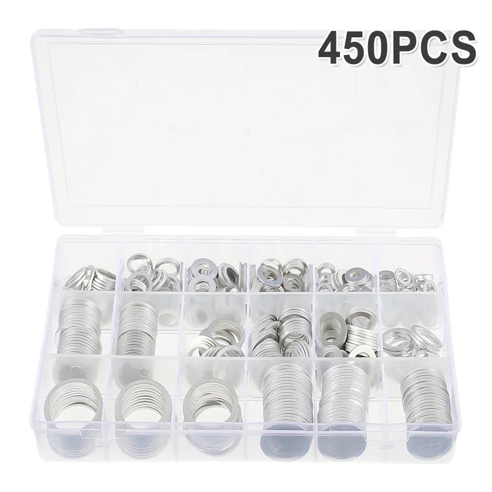 450pcs Copper Washer Gasket Set Sealing Plain Washer Kit Oil Seal Kit M5/M6/M8/M10/M20 for Sump Plugs Hardware Accessories