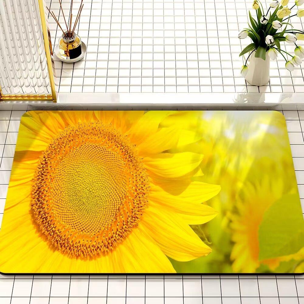 Small Fresh Sunflower Diatom Mud Mat Absorbent Dirty Bathroom Non-slip Mat Toilet Toilet Quick Drying Door Mat