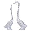 Pair of Kissing Duck, Swan Showpiece for Home Decor - 29 Cm (Silver)