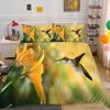 Hummingbird Duvet Cover Set King/Queen Size Small And Cute Tropical Bird Yellow Flower Green Leaves Bedding Set Women