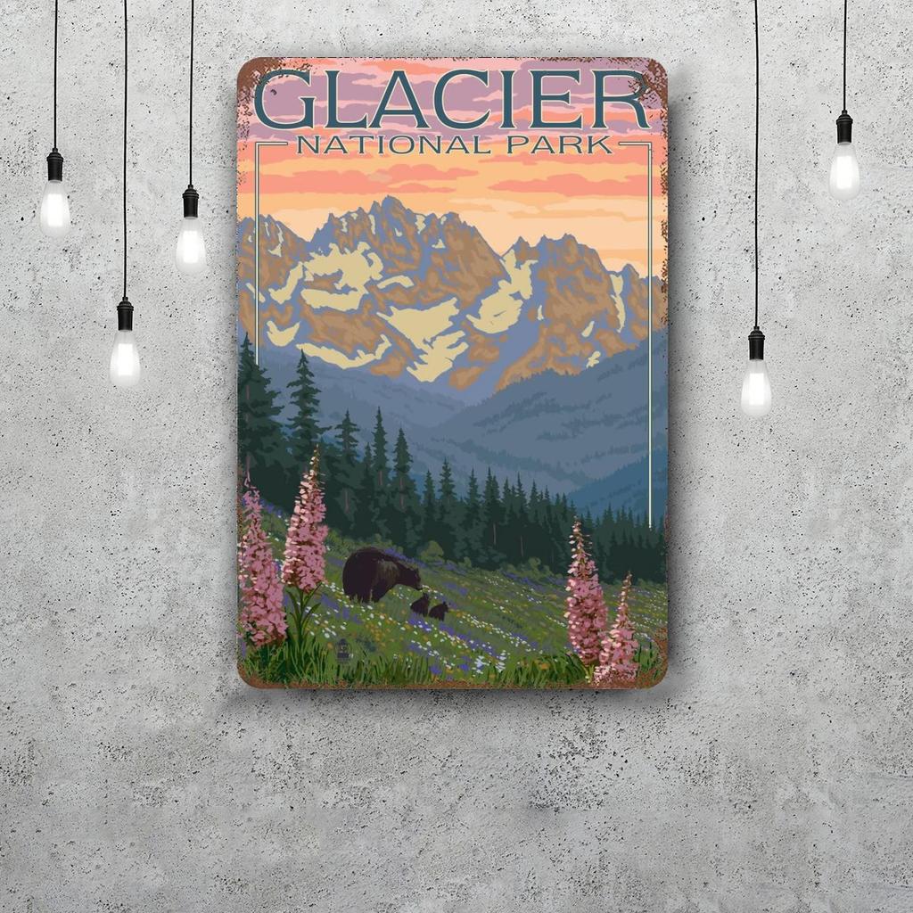 glacier national park Funny Bar Metal Sign Retro Plaque Vintage Sign Alcohol Drinker Pub Club Kitchen Wall Decoration