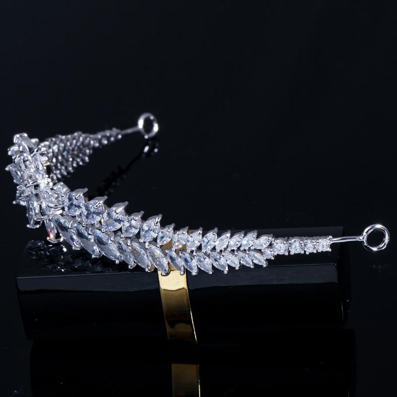 Роскошные блестящие свадебные короны в форме листьев кубического циркония CMM
