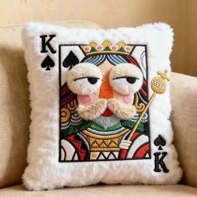 Подушка-подушка в стиле пэчворк с игральными картами Покер Высокоценный дизайн Тема карточных игр Вышитая подушка 3D Подушка с большими глазами Подарок