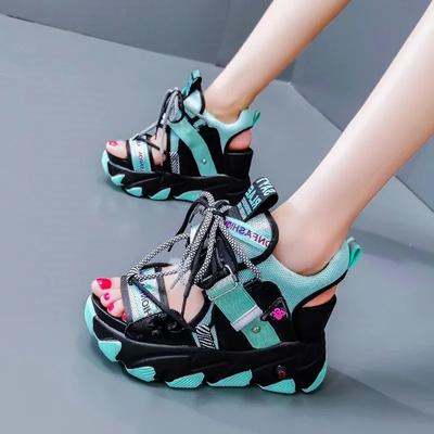 2024 Лето Женские Сандалии 9 СМ На Массивной Платформе Дизайнеры Новые Брендовые Пляжные Повседневные Туфли Женские Босоножки На Шнуровке Модные Женские Сандалии