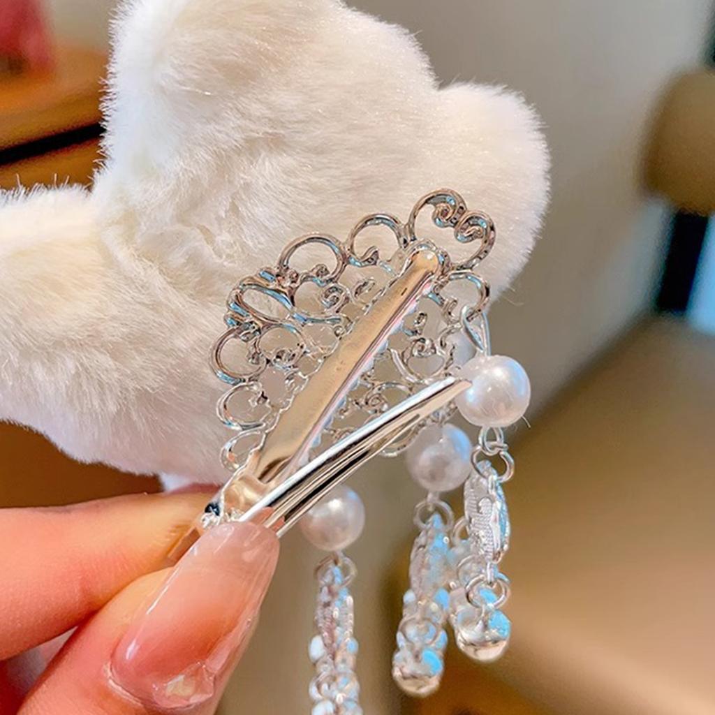 1 Pair Chinese Style Plush Dancing Lion Doll Hair Clips Tassels Cartoon Hairpins Alligator Clips Hanfu Hair Accessories