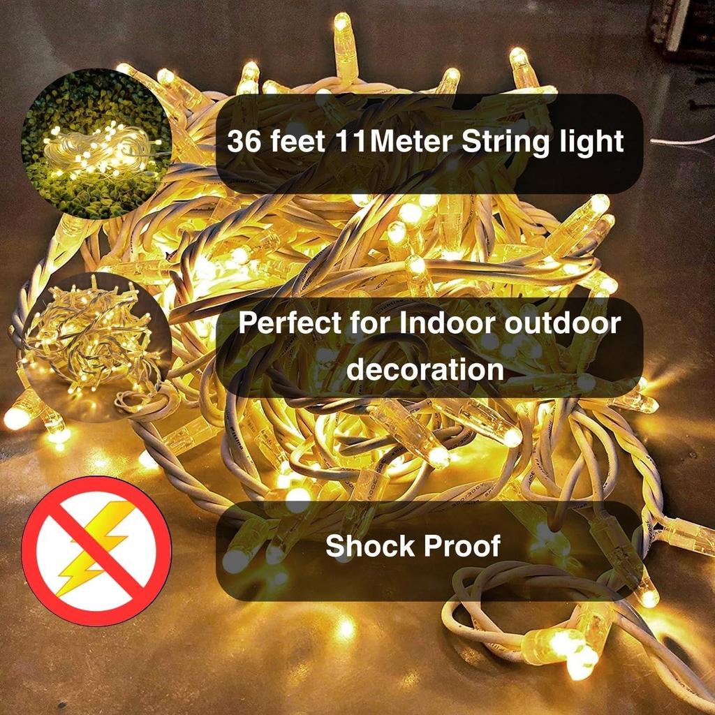 36 футов Светодиодные пиксельные гирлянды теплого белого света | 360° Медная проволока Фея , Рождество, Свадьба, Вечеринка, В помещении и на улице | Последовательное светодиодное освещение | Упаковка из 3 штук