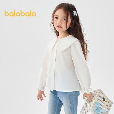 Белая рубашка с длинным рукавом для девочек Balabala