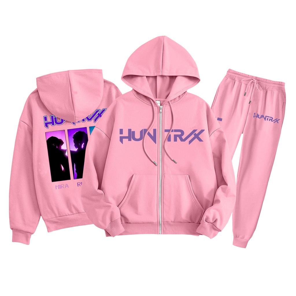 Детская мода Толстовка с капюшоном на молнии с длинными рукавами и спортивные штаны Однотонный комплект толстовки с карманами