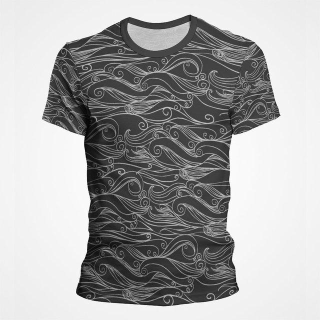 Модные и элегантные футболки с 3D-принтом и графикой, мужские футболки с полным принтом, рябь на воде, волны, футболки с коротким рукавом и круглым вырезом, повседневная футболка для мужчин, женщин