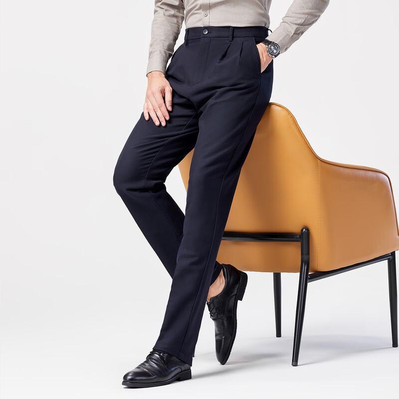 Мужские плотные брюки Langdeng с двумя складками в стиле business casual