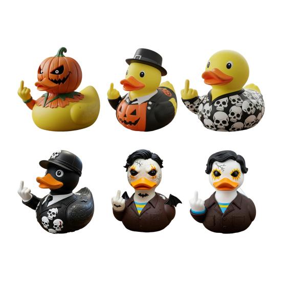 Halloween Middle Finger Duck Spooky Skull Bat Pumpkin Duck Figurine Resin Desktop Ornament for Holiday Home Office Decor