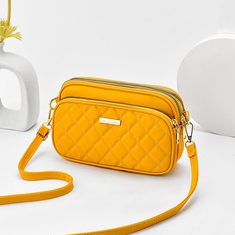 Новые женские сумки на одно плечо с ромбами, трехслойная практичная мягкая кожаная сумка через плечо для поездок на работу