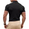 Мужская повседневная футболка с коротким рукавом и высоким воротником, облегающий пуловер, однотонная футболка для мышц, повседневная одежда