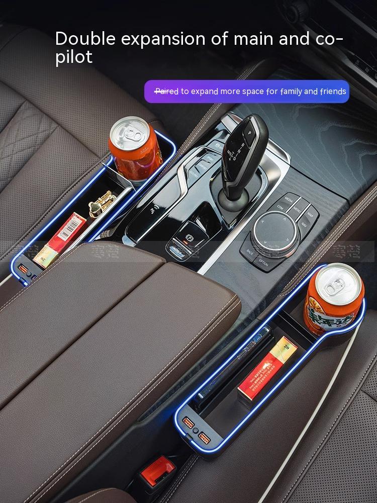 Car Seat Gap Slot Storage Box With Atmosphere lamp USB Charging Opel OPCline ASTRA CORSA INSIGNIA MOKKA VECTRA ZAFIRA GTC Tigra