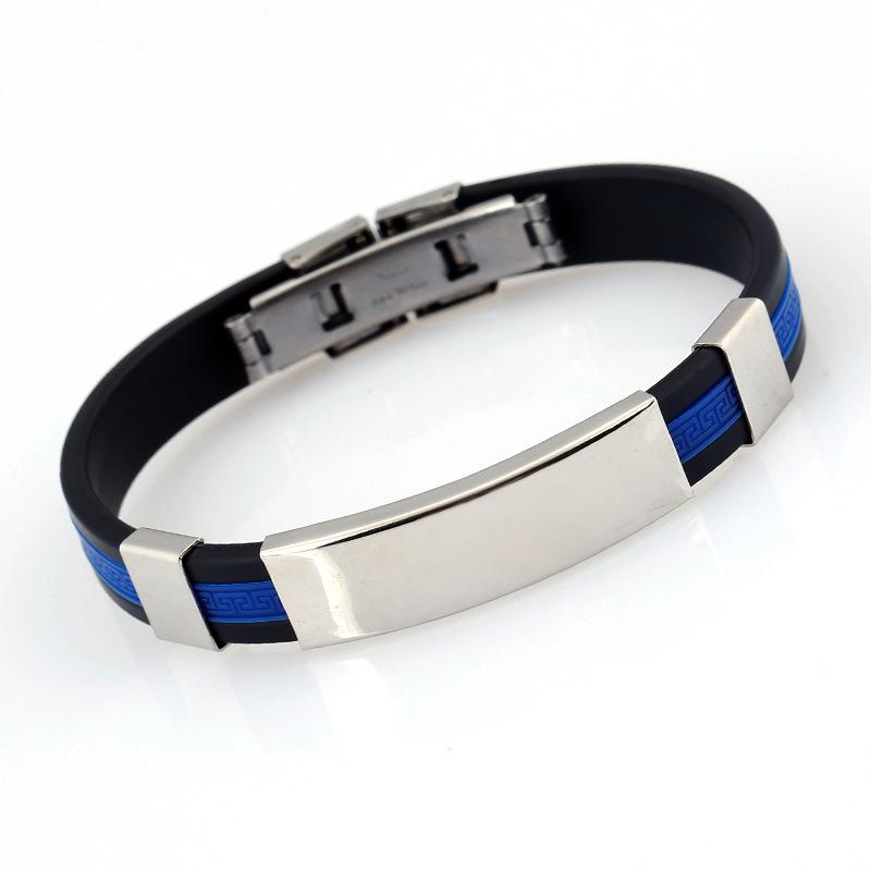 Titanium Steel Personalized Glossy Men'S Silicone Bracelet Trendy Men'S Fashion Stainless Steel Jewelry Bracelet
