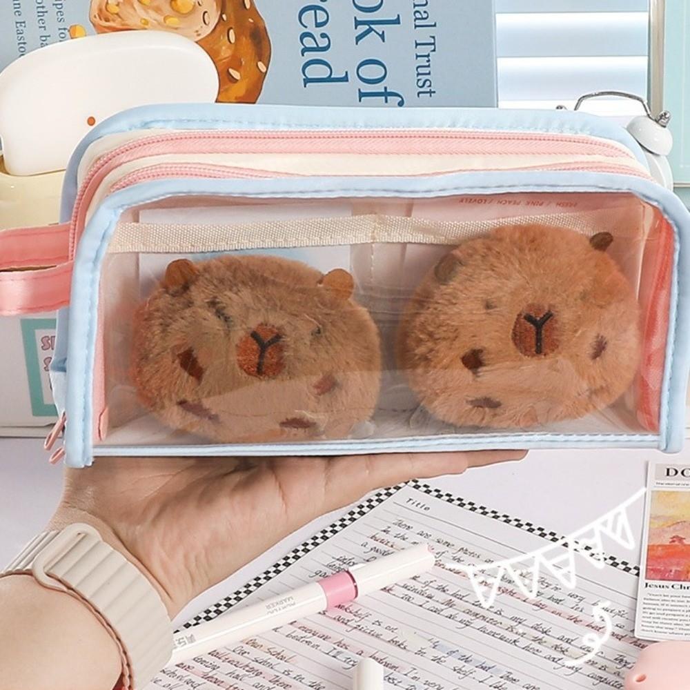 Transparent Display Korean PVC Stationery Bag Desktop Storage Ins Pencil Pouch Children Kids